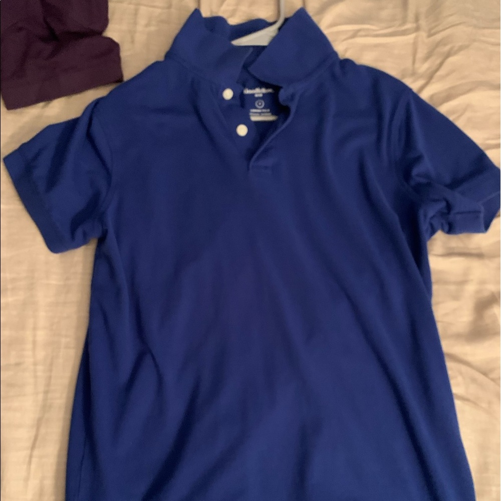 dark blue button down polo